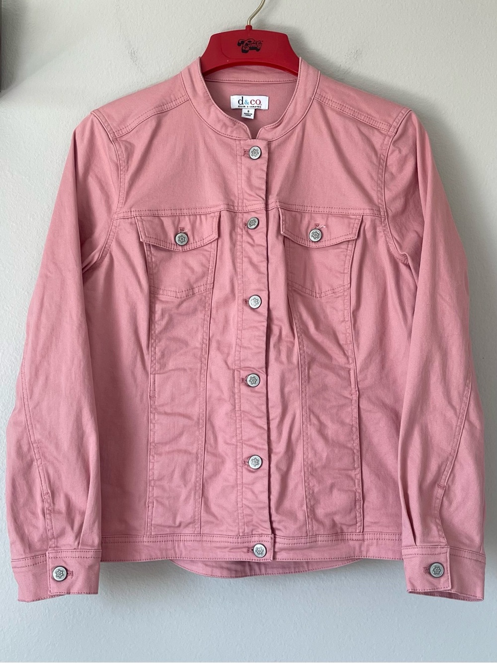 D & Co. Dusty Rose Denim Jacket - Lightweight and Oversized - Size Small
